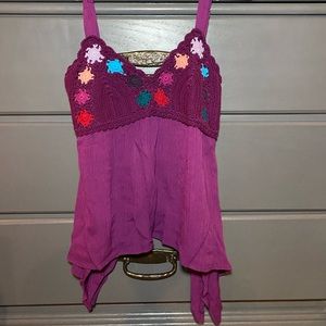 Crochet top purple tank top
